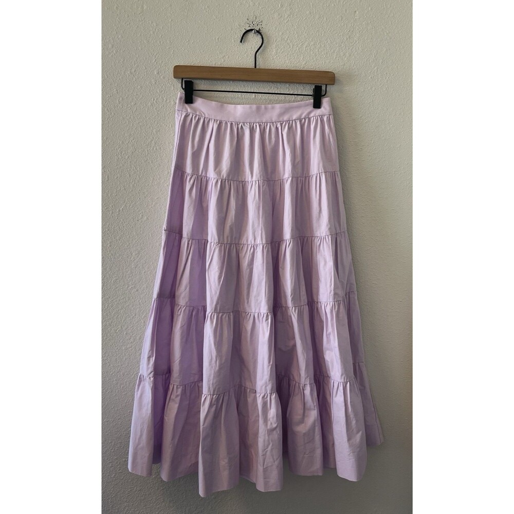 J. Crew Tiered Cotton Poplin Midi Skirt Size 0 Boho Cottagecore Prairie Romantic